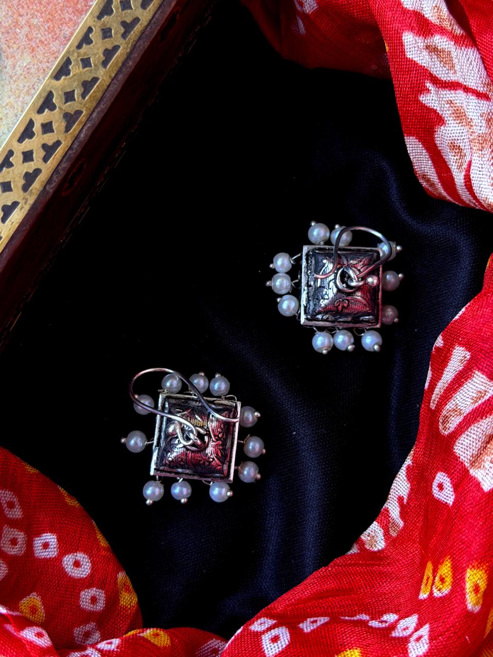 Silver Replica Beaded Jhumki Earring
