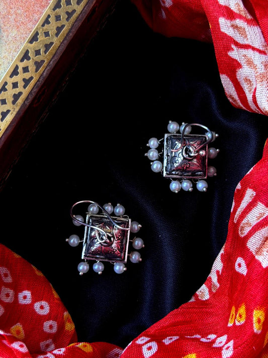 Silver Replica Beaded Jhumki Earring