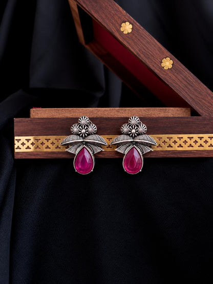 Monalisa Stone Oxidized Geometrical Earring