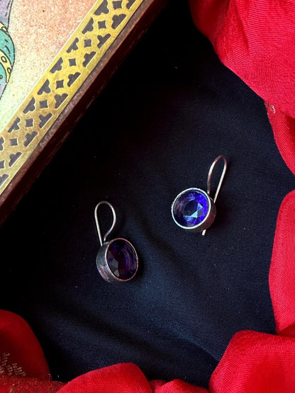 Monalisa Stone Round Shape Oxidized Earring