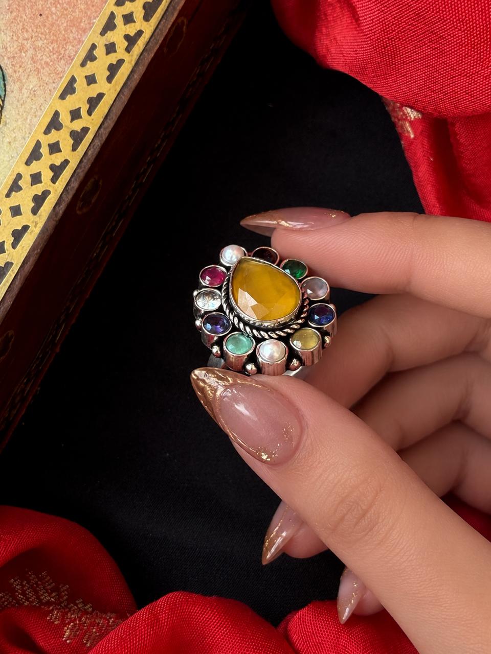 Monalisa Stone Silver Replica Ring