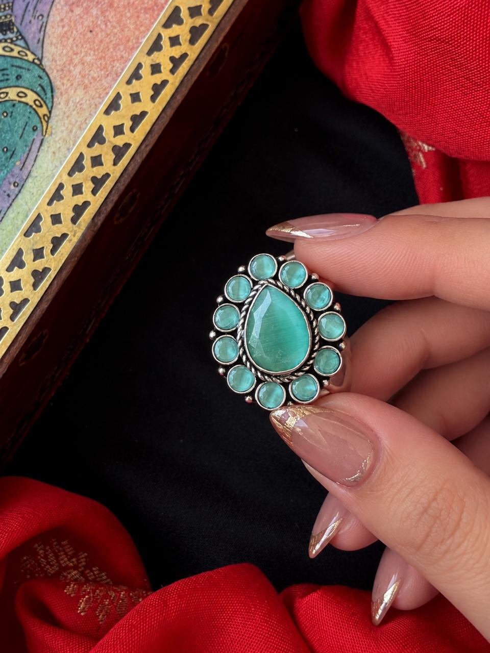 Monalisa Stone Silver Replica Ring