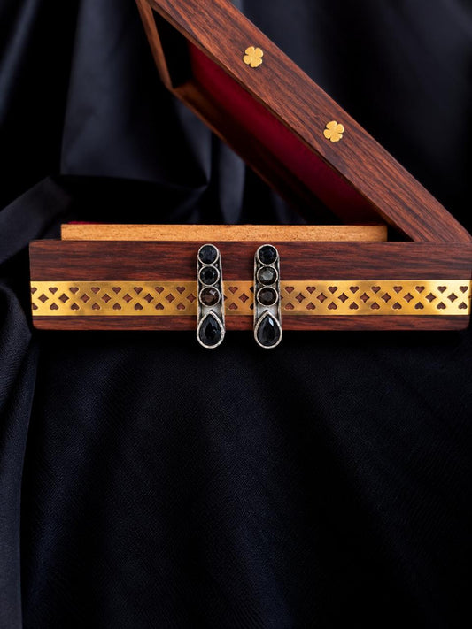 Monalisa Stone Geometrical Oxidized Earring
