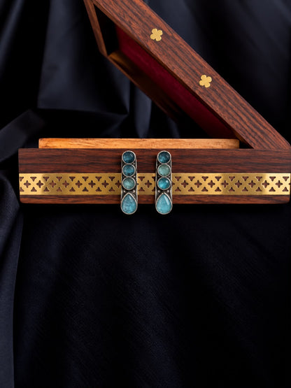 Monalisa Stone Geometrical Oxidized Earring