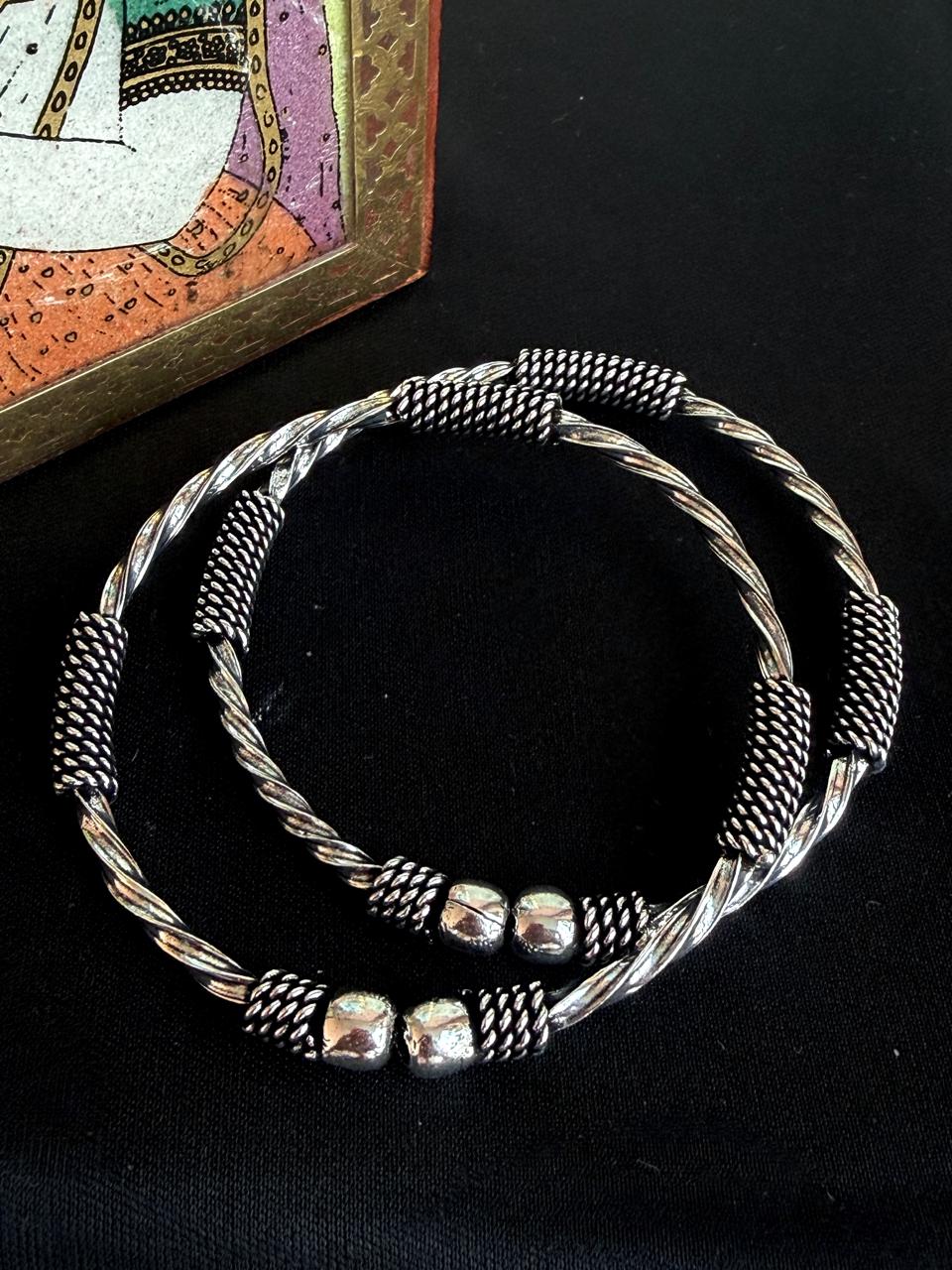 Oxidized Silver Replica Openable Bangles set