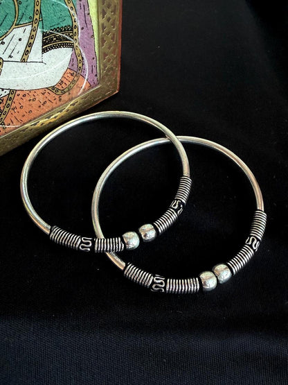Oxidized Silver Replica Openable Bangles set