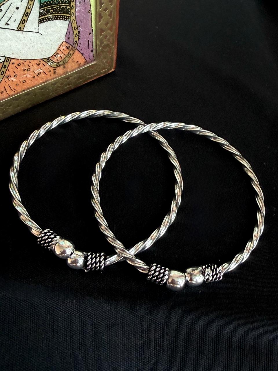 Oxidized Silver Replica Openable Bangles set