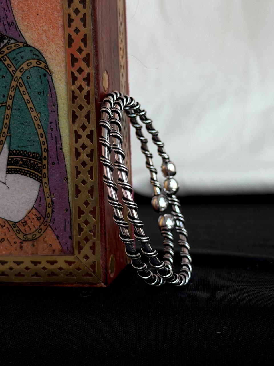 Oxidized Silver Replica Openable Bangles set