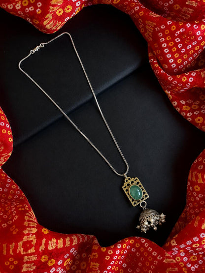 Dual Tone Pendant Chain Necklace