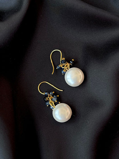 Semi Precious Pearl and Cheed 92.5 Silver with Gold Plating Earring