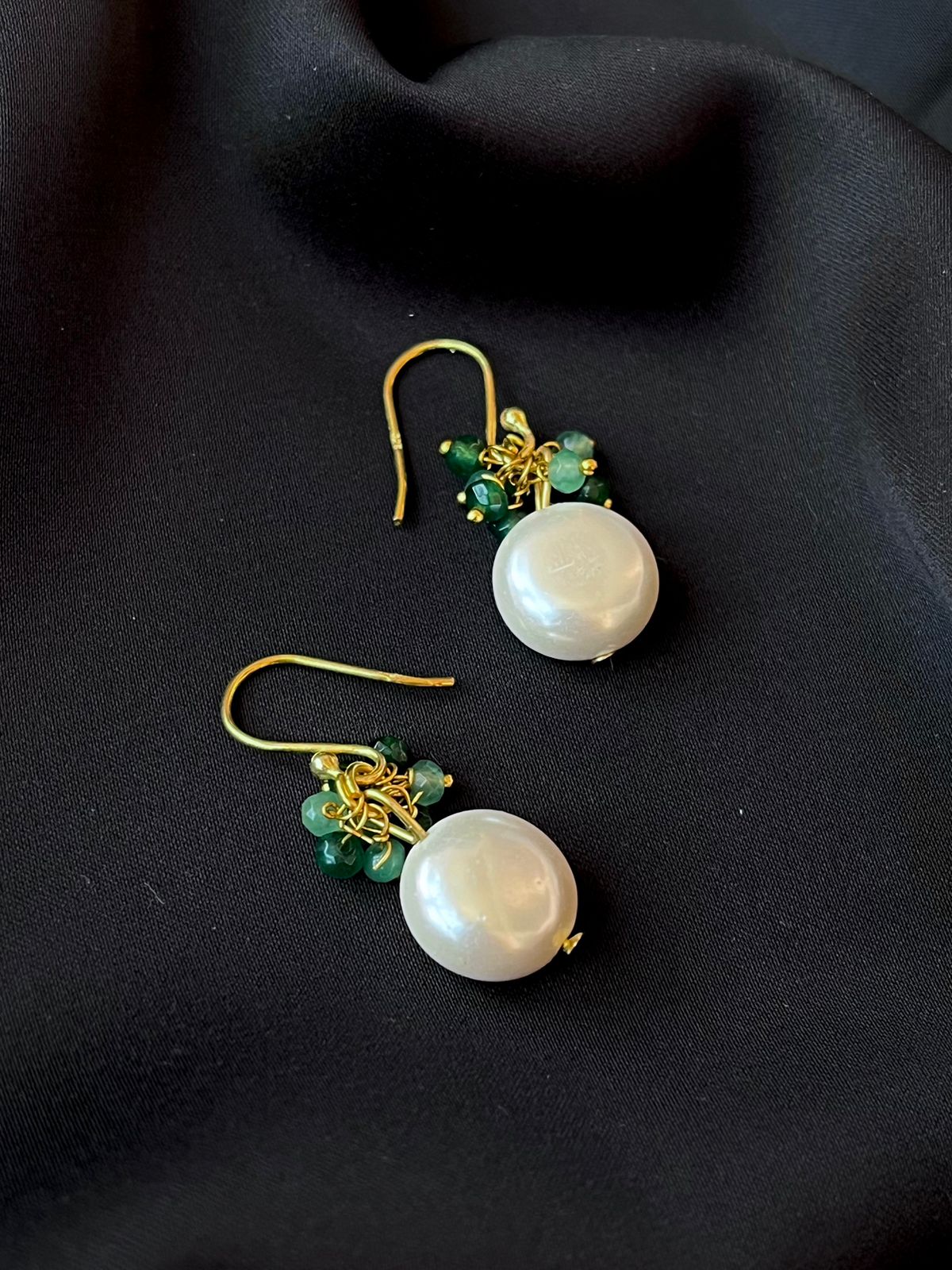 Semi Precious Pearl and Cheed 92.5 Silver with Gold Plating Earring