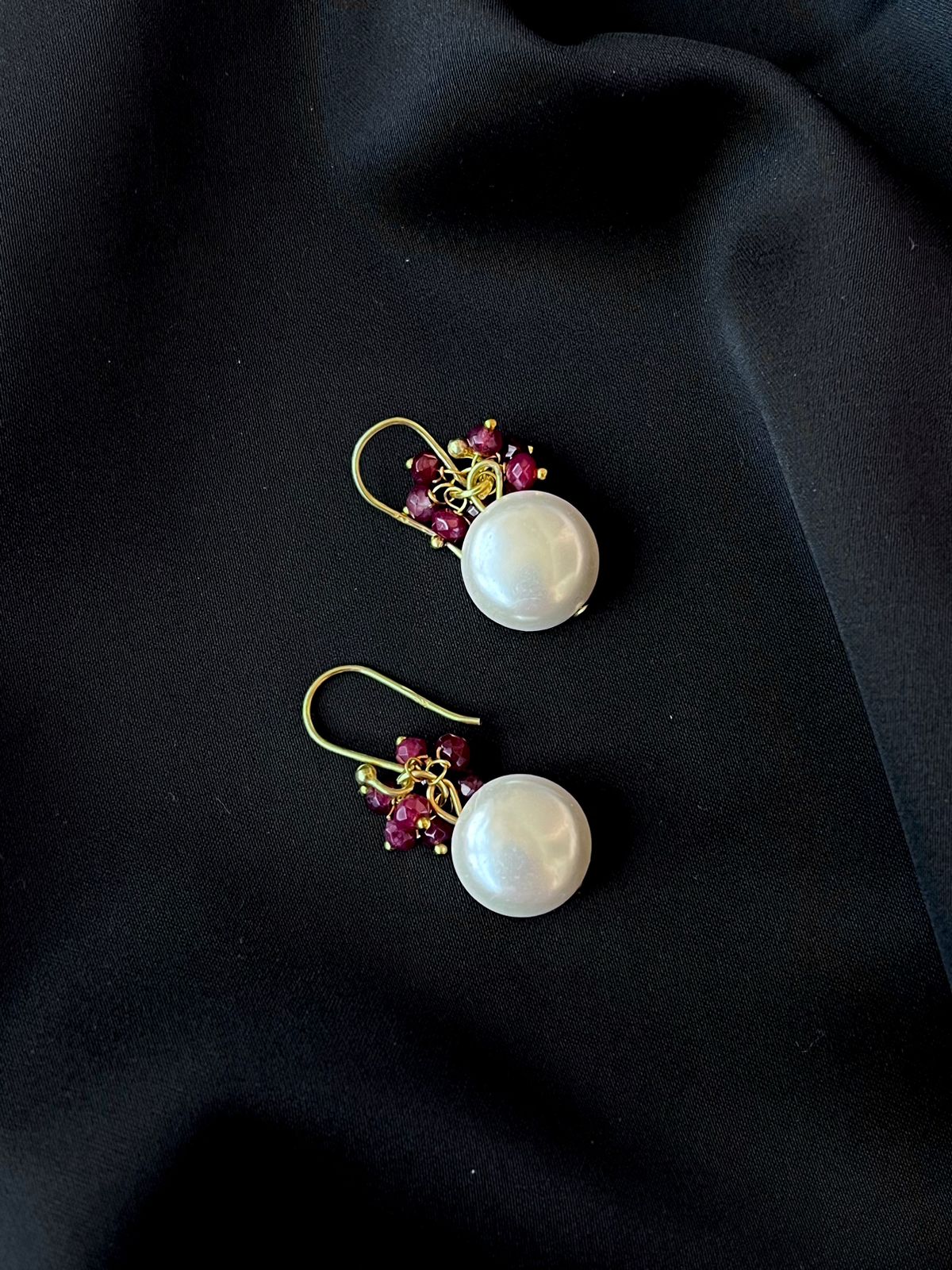 Semi Precious Pearl and Cheed 92.5 Silver with Gold Plating Earring