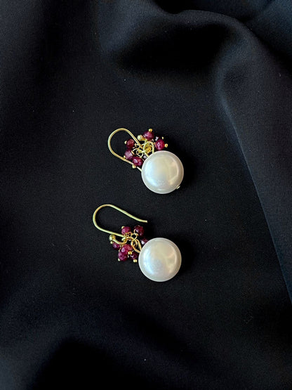 Semi Precious Pearl and Cheed 92.5 Silver with Gold Plating Earring