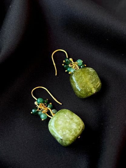 Stone Beads Gold Plated 92.5 Silver Earring