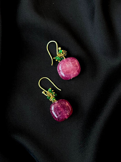 Stone Beads Gold Plated 92.5 Silver Earring