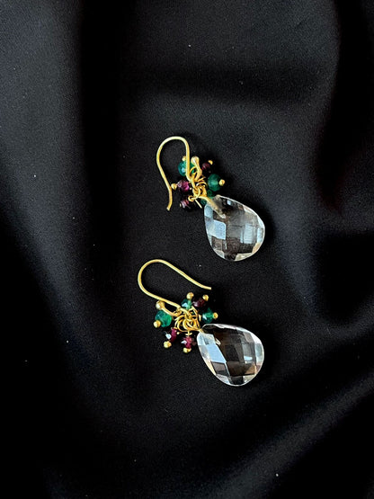 Crystal Stone Gold Plated 92.5 Silver Earring