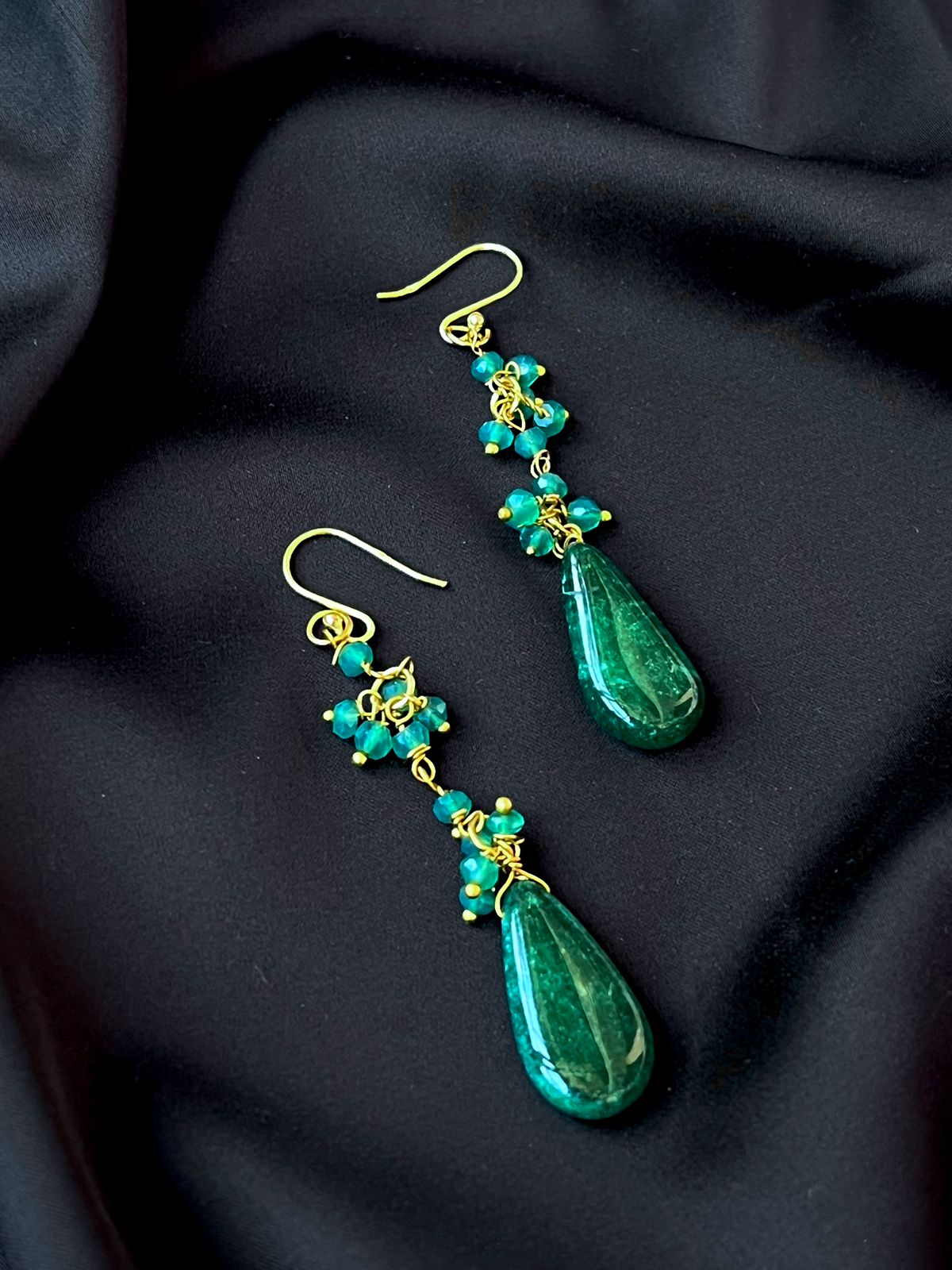 Natural Stone Gold Plated 92.5 Silver Earring