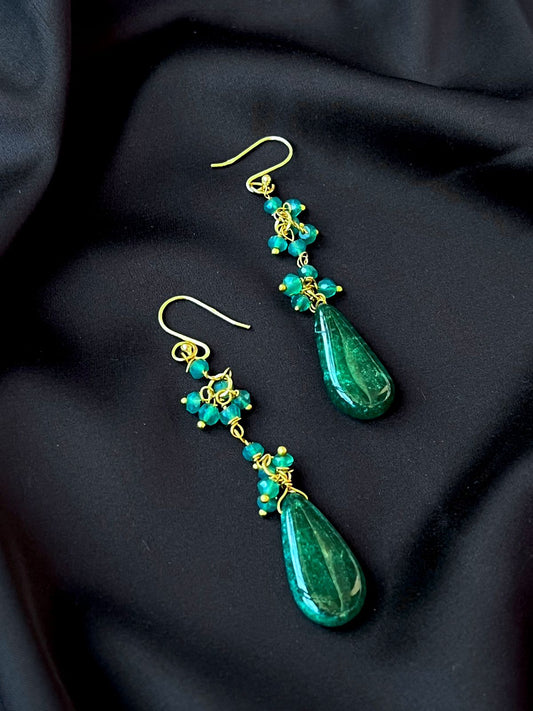 Natural Stone Gold Plated 92.5 Silver Earring