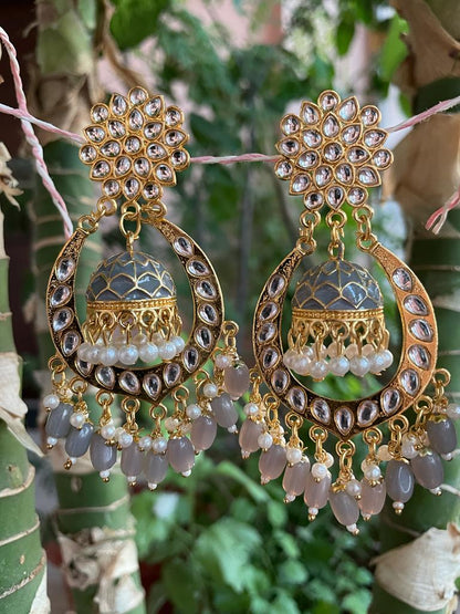Meenakari Stone and Beaded Big Partywear Earring