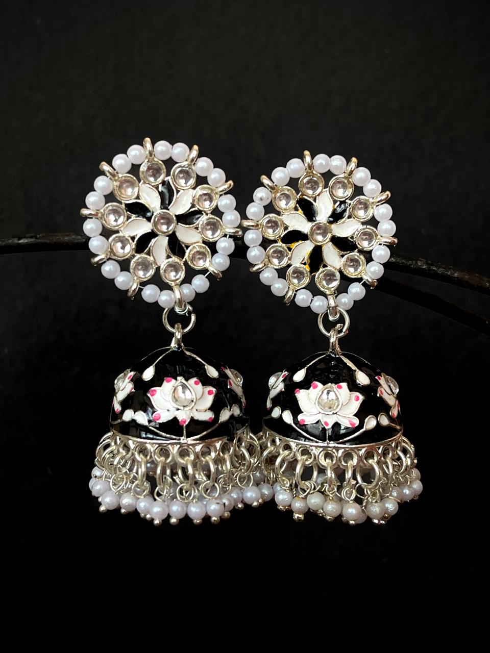 Meenakari Floral Top with Beaded Jhumka Earring