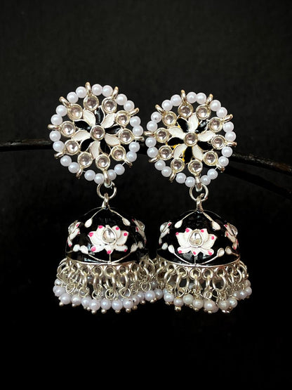 Meenakari Floral Top with Beaded Jhumka Earring