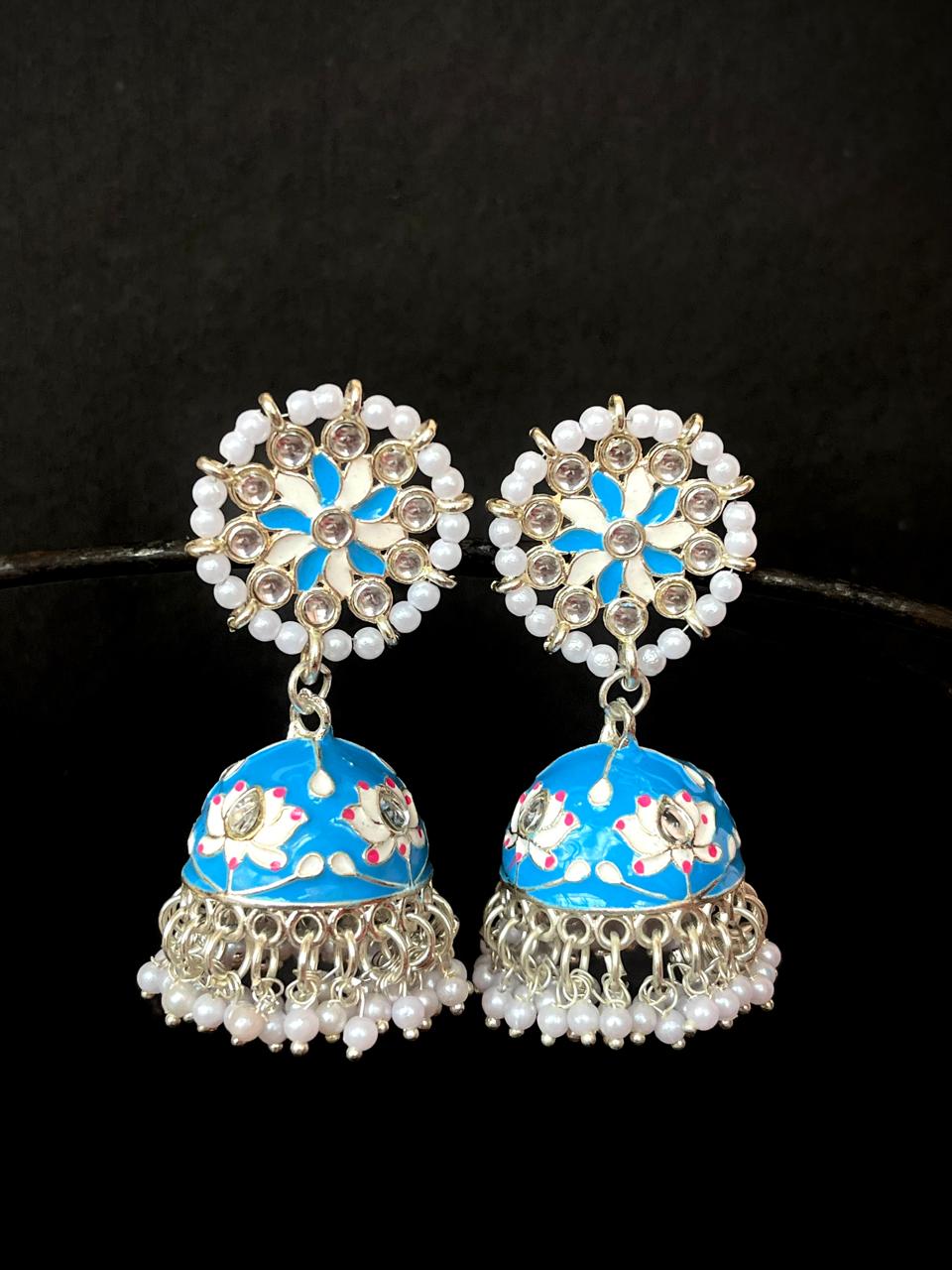 Meenakari Floral Top with Beaded Jhumka Earring