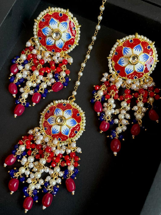 Meenakari Mangtika with Earring set