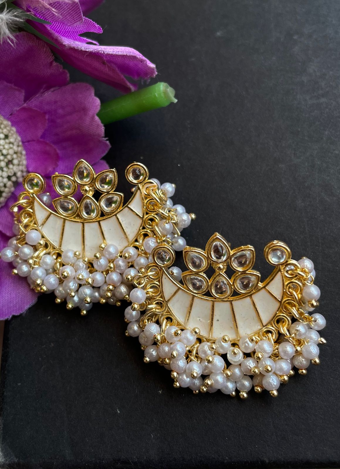 Meenakari Chandbali Stud Earring