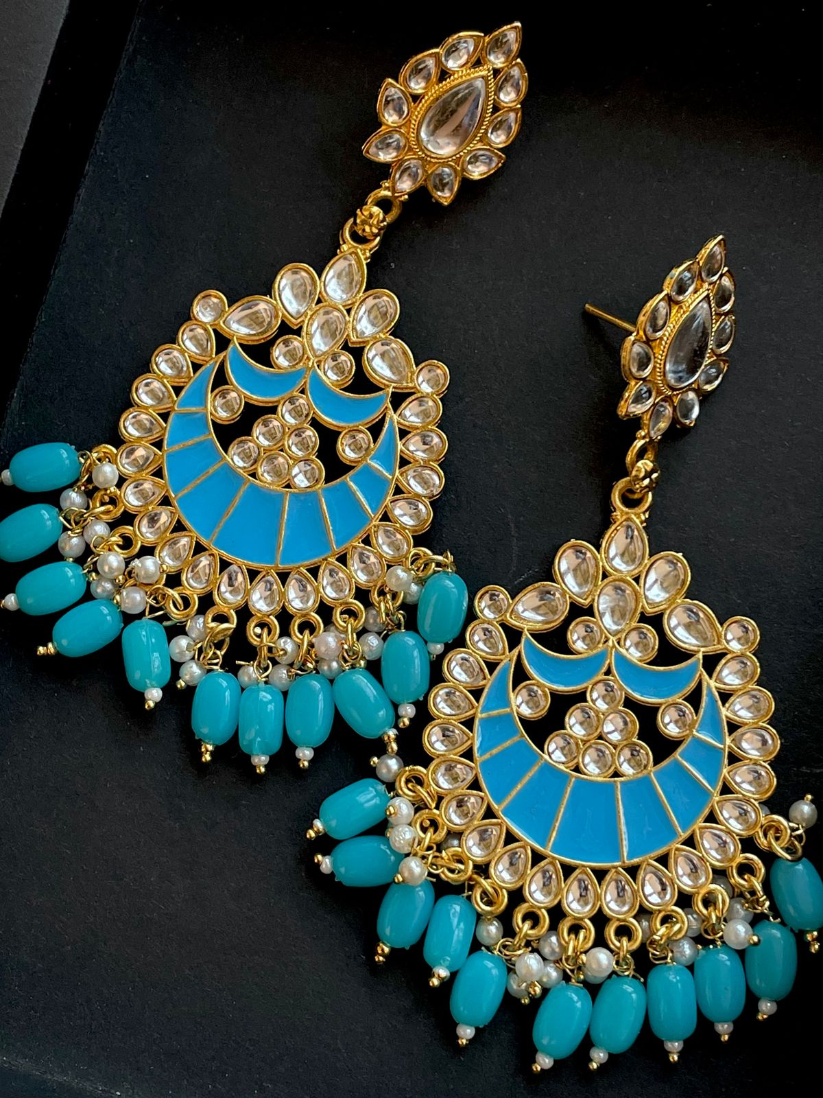 Meenakari Chandbali Long Earring