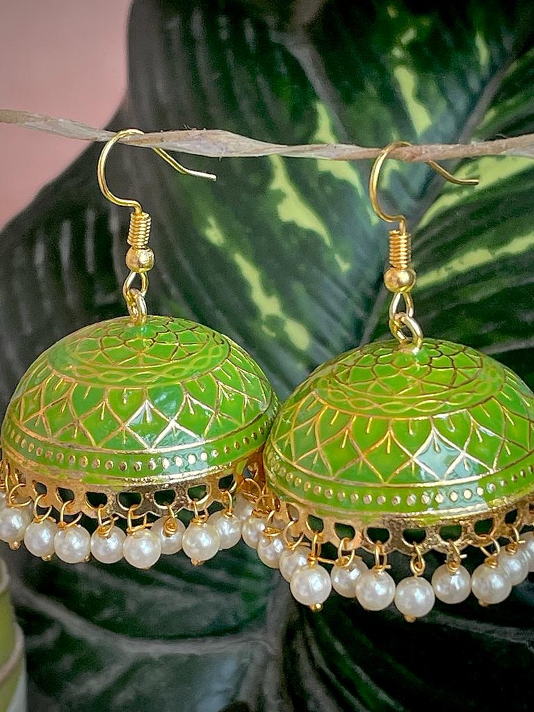 Meenakari Dome Shape Jhumka Earring