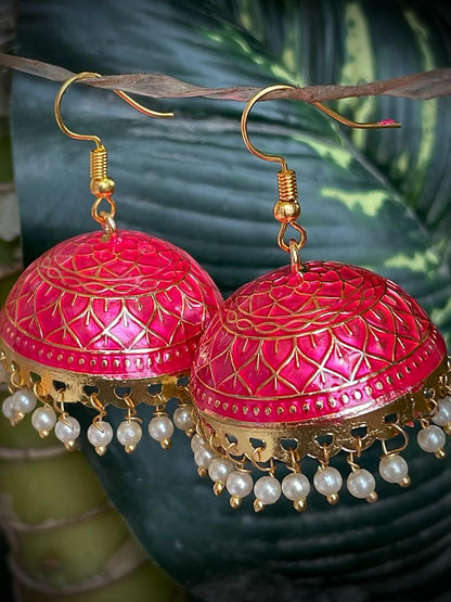 Meenakari Dome Shape Jhumka Earring