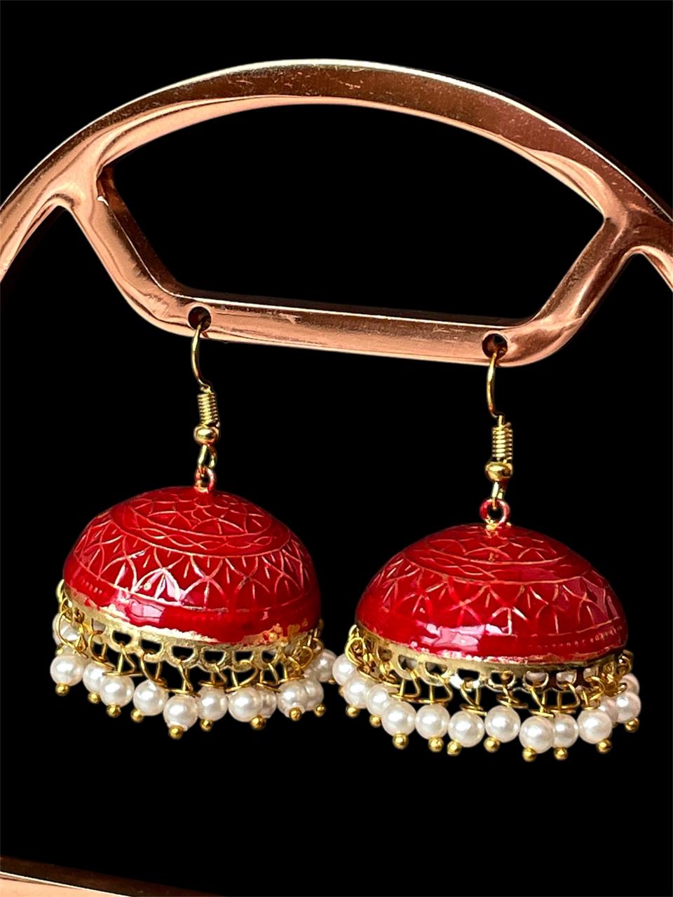 Meenakari Dome Shape Jhumka Earring