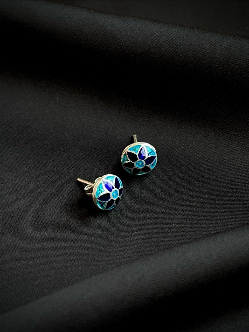 Meenakari 92.5 Silver Stud Earring