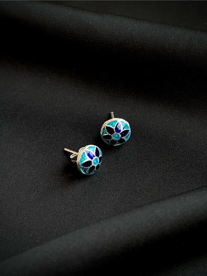 Meenakari 92.5 Silver Stud Earring