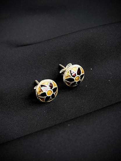 Meenakari 92.5 Silver Stud Earring