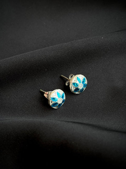 Meenakari 92.5 Silver Stud Earring
