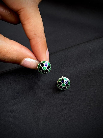 Meenakari 92.5 Silver Stud Earring