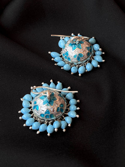 Meenakari 92.5 Silver Jhumki Earring