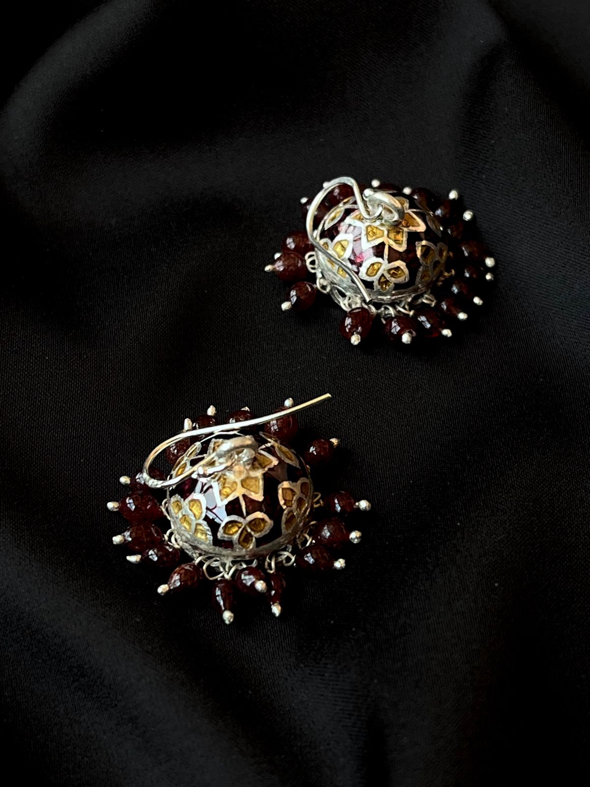 Meenakari 92.5 Silver Jhumki Earring