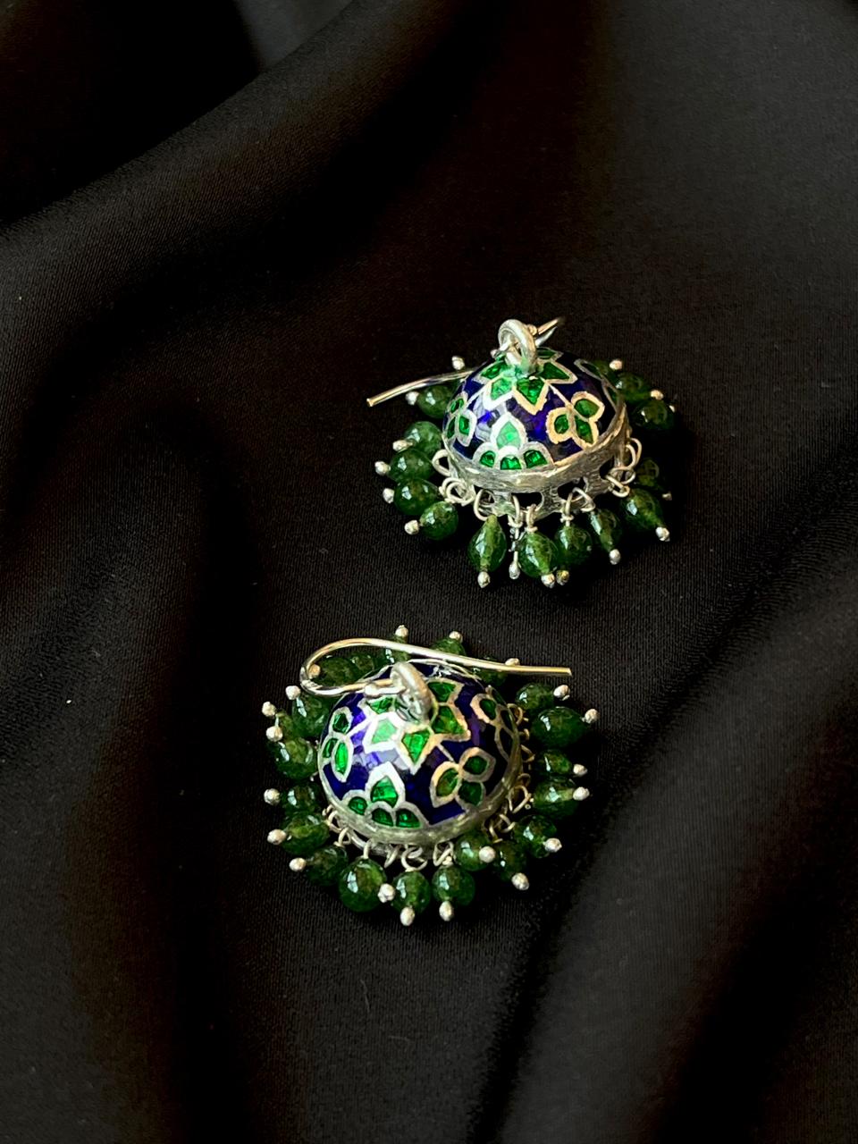 Meenakari 92.5 Silver Jhumki Earring