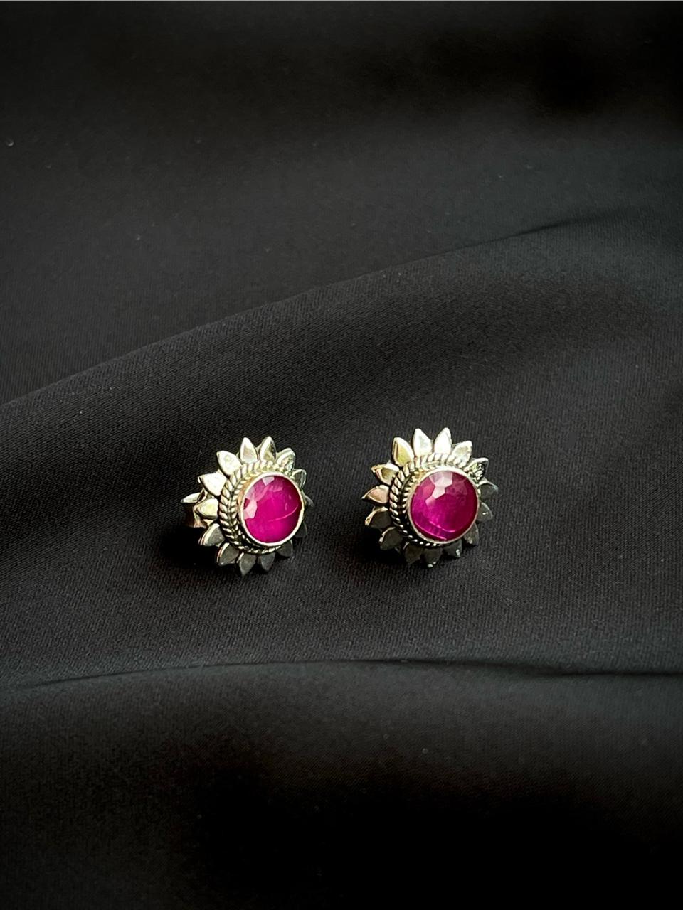 Ruby Stone 92.5 Silver Stud Earring