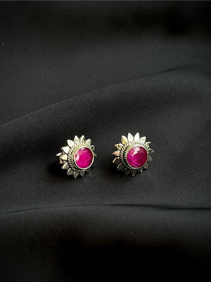 Ruby Stone 92.5 Silver Stud Earring