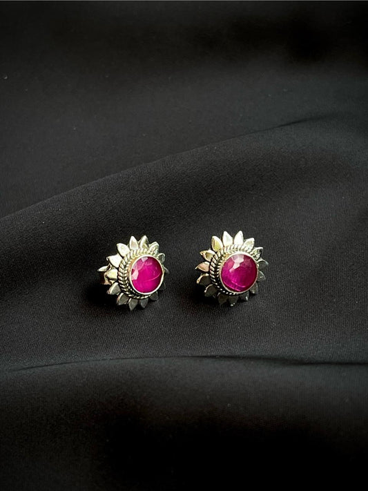 Ruby Stone 92.5 Silver Stud Earring