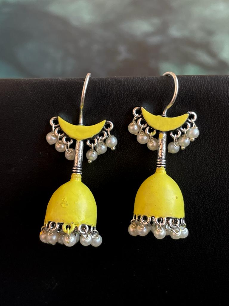 Hand Painted Chandbali with Jhumki Earring