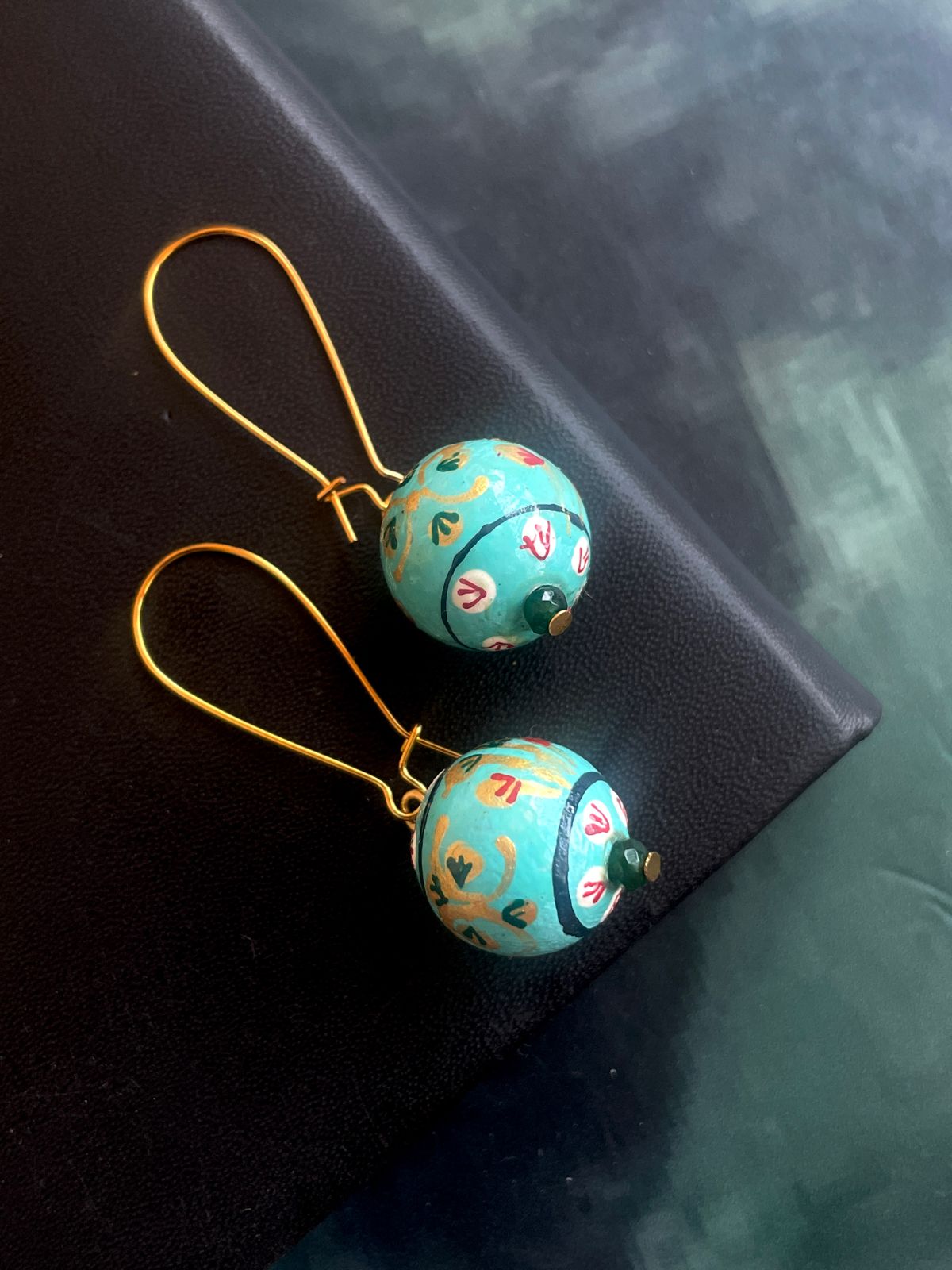 Hand Painted Wooden Beads Earring