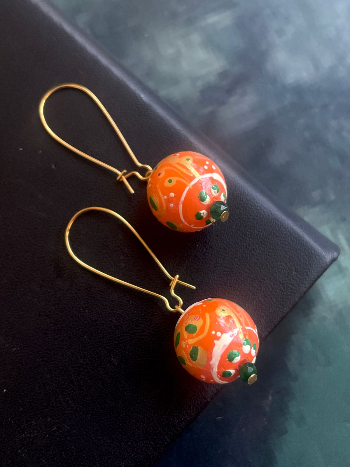 Hand Painted Wooden Beads Earring