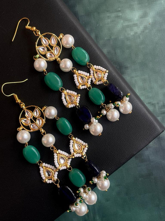 Semi Precious Stones with Pearl and Kundan Earring