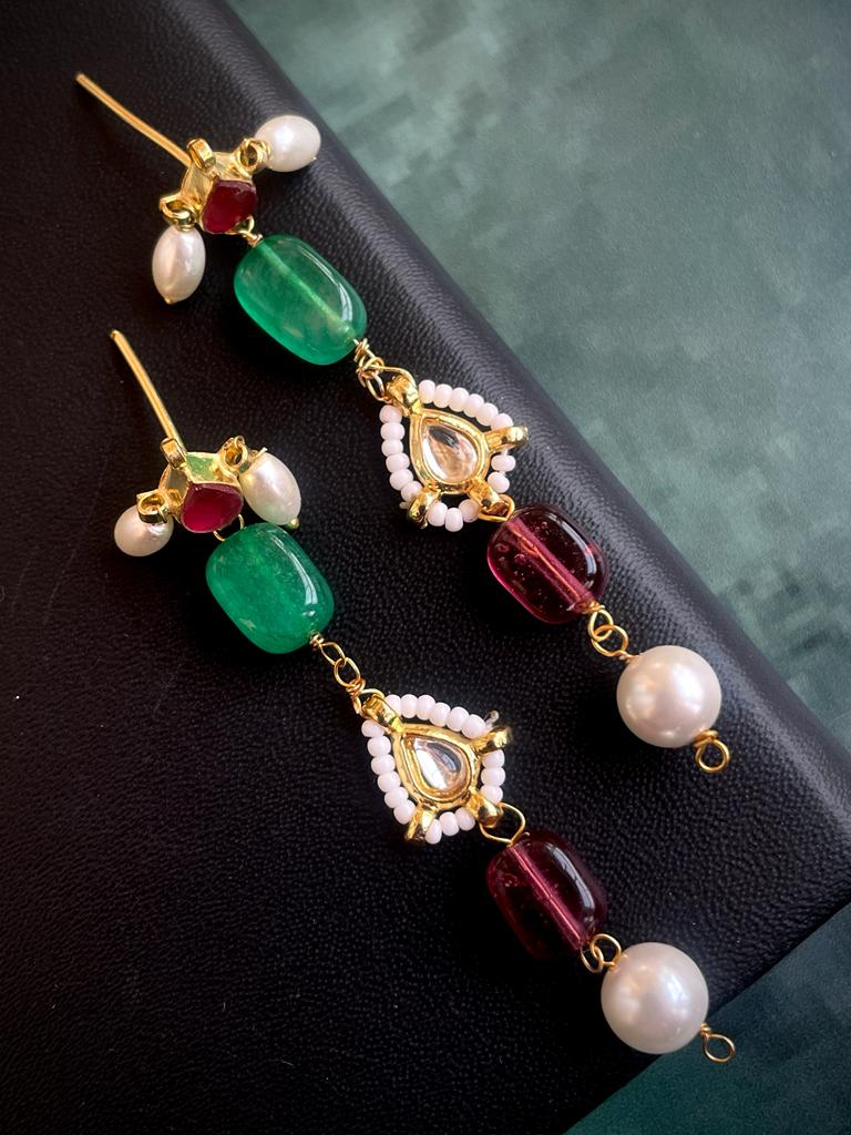 Semi Precious Stones with Pearl and Pachi Kundan Earring