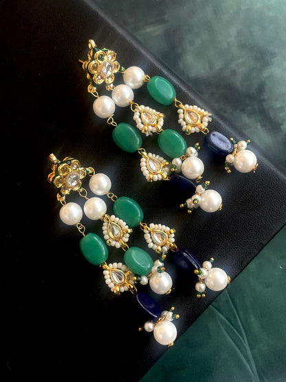 Semi Precious Stones with Pearl and Kundan Earring