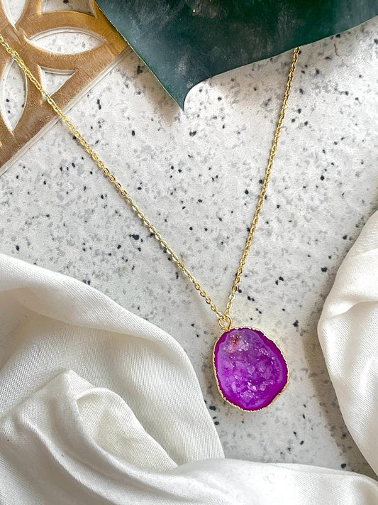 Druzy Stone Pendant Necklace